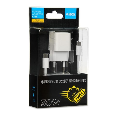 ŁADOWARKA SIECIOWA I-BOX C-38 PD30W USB-C, KABEL