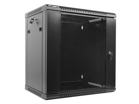 Szafa rack Lanberg WF01-6412-10B (12U; 635mm / 600mm / 450 mm; wisząca; Szklane; 19''; kolor czarny)