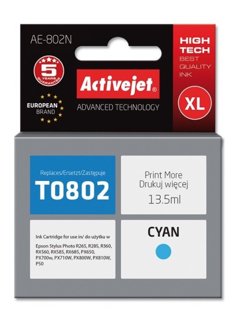 Activejet AE-802N Tusz (zamiennik Epson T0802; Supreme; 13.5 ml; niebieski)