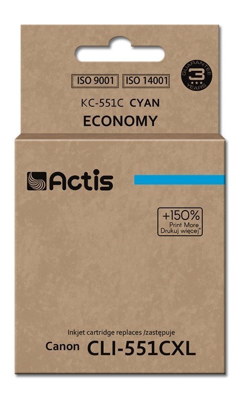 Tusz ACTIS KC-551C (zamiennik Canon CLI-551C; Standard; 12 ml; niebieski)