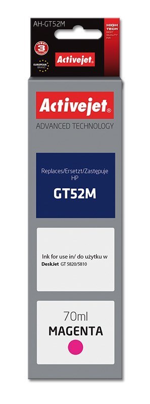 Tusz Activejet AH-GT52M (zamiennik HP GT52M M0H55AE; Supreme; 70 ml; 8000 stron, czerwony)