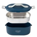 Adler AD 4505 blue Pojemnik na żywność podgrzewany lunch box zestaw pojemnik separator łyżeczka 0,8L 55W