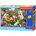 CASTORLAND Puzzle 180 elementów Pets in the Park - Zwierzęta w parku 7+