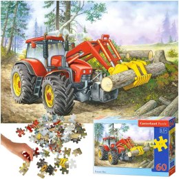 CASTORLAND Puzzle 60 elementów Forest Site - Ciągnik z chwytakiem 5+