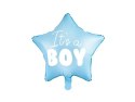 Balon foliowy "It's a boy" na baby shower gwiazda niebieska 48cm