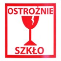 ETYKIETY OSTROŻNIE SZKŁO 1000SZT MOCNY KLEJ 80X80