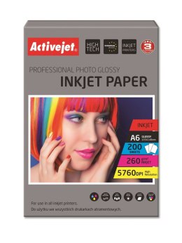 Papier fotograficzny błyszczący Activejet AP6-260GR200; 10x15; (A6; 200 szt.)