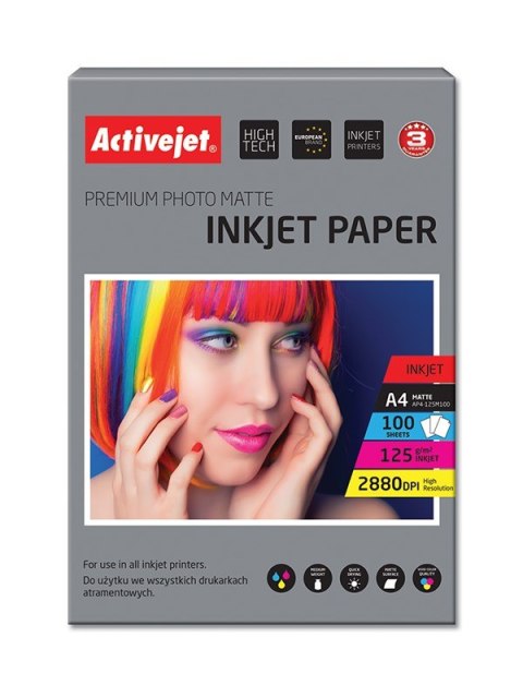 Papier fotograficzny matowy Activejet AP4-125M100 (A4; 100 szt.)