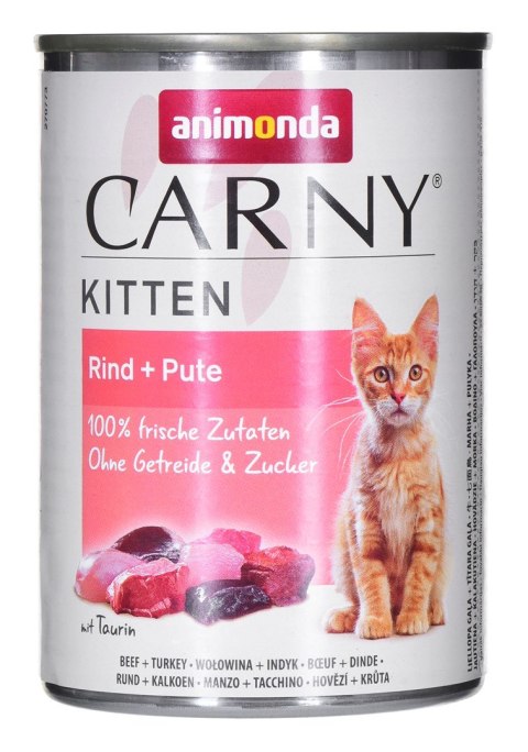 ANIMONDA Carny Kitten smak: wołowina,indyk 400g