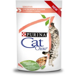 Purina Cat Chow Sensitive z łososiem i cukinią w sosie 85g