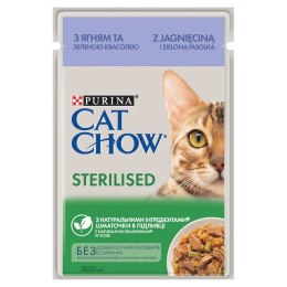 Purina Cat Chow Sterilised jagnięciną i zieloną fasolką w sosie 85g