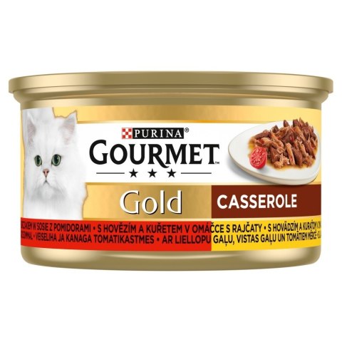 Purina Gourmet Gold Wołowina z kurczakiem w sosie pomidorowym 85g