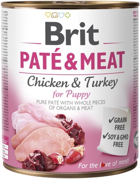 Karma BRIT PATÉ & MEAT kurczak dla szczeniąt 800g