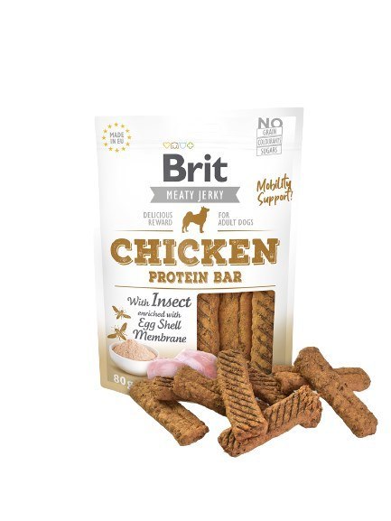 Brit Jerky Chicken Protein Bar with instect - Kurczak - przysmak dla psa - 80g